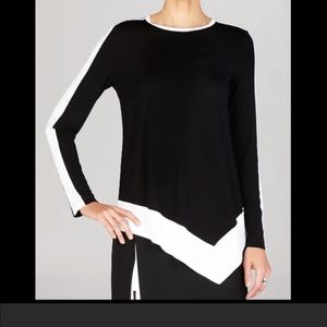 BCBG Lesli asymmetrical contrast top XXS